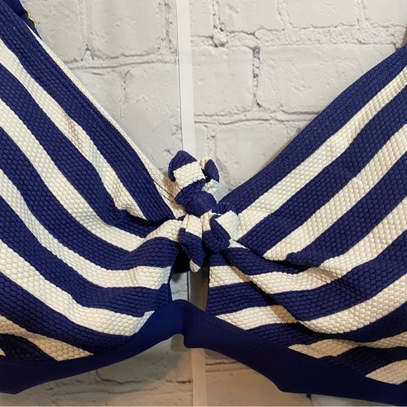 Apt. 9 Womens Size XXL Nautical Stripe Blue & White Bow Front Bikini Bralette - Picture 3 of 3